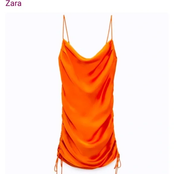 zara mini dress orange Zara Orange Slip Dress by Zara
